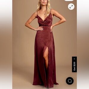 Constantine Burgundy Satin Maxi Dress